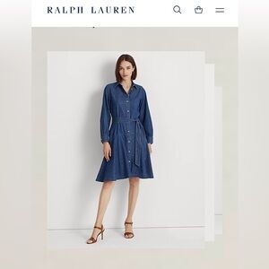 Ralph Lauren Belted Blue Denim Shirt Dress NWT Size 4